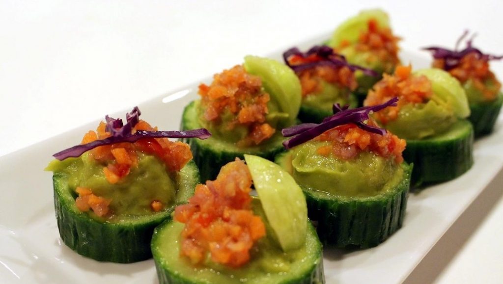 Cucucmber with Guacmole and Fermented Vegetables