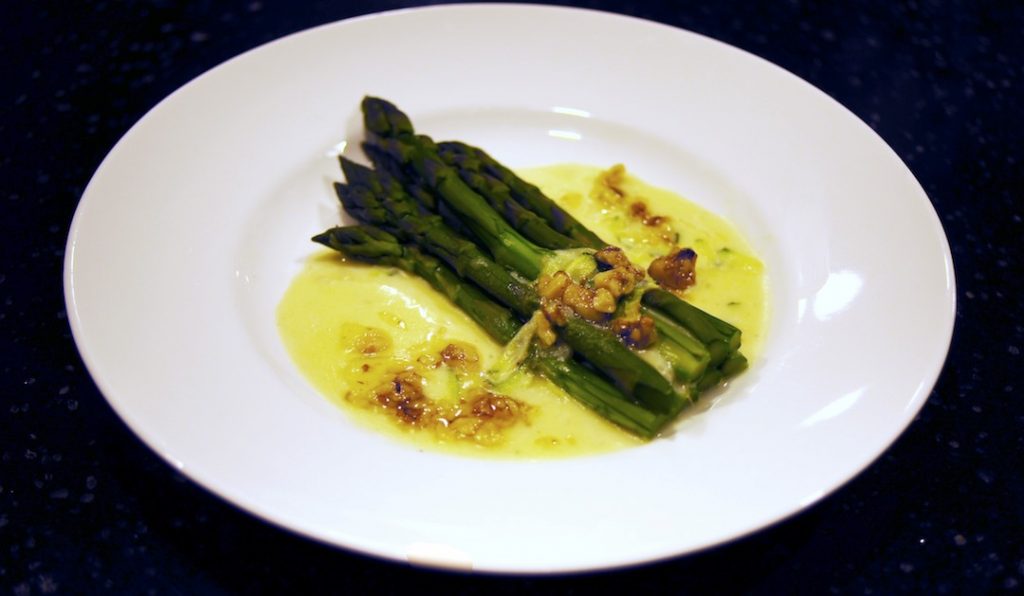 Steamed Asparagus with Gruyere Sauce